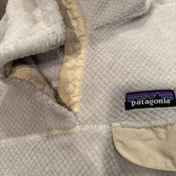 Patagonia Women’s Polartec retool Fleece Pullover Jacket Cream Beige Sz M Snap-T - Picture 11 of 11